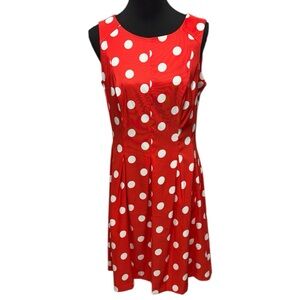 dressbarn Orange and White Polka Dot Mini Dress. Sleeveless Summer Vacation